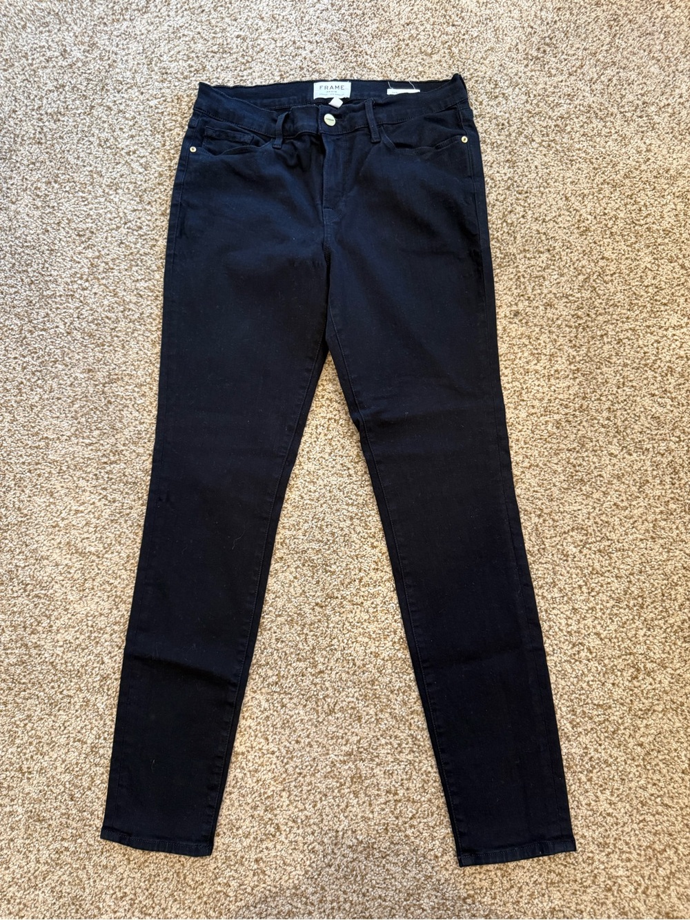 Frame Denim Black High-Rise Skinny Jeans
